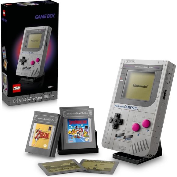 Remember powering up your Game Boy for the first time? The LEGO Game Boy (72046) building set for adults helps Nintendo fans ages 18 and up relive the magic of that moment with LEGO bricks. A fantastic gift for fans of Nintendo video games, the collectible set features a near 1:1 scale brick-built replica of the original Game Boy handheld game system from Nintendo. Press the +Control Pad, A and B Buttons, and SELECT and START, just like on the real system. As you build, explore other iconic Game Boy details