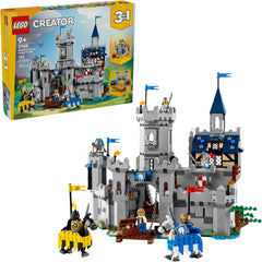 Introduce kids to fun medieval action with this LEGO® Creator 3in1 Medieval Horse Knight Castle (31168) playset building toy. The detailed medieval castle toy opens at the back and is packed with cool features, including a movable drawbridge, great hall, stable, smithy, secret treasure chest, king’s bedroom, writing room and 2 tower terraces. Boys and girls aged 9 and up have the choice of 3 different building options: an interactive castle playset, a jousting set with a small castle or a medieval town play