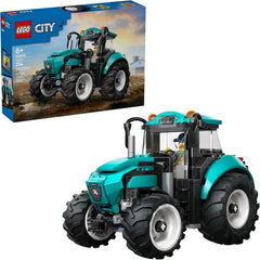 Power up kids' imaginations with the LEGO City Farm Tractor (60498) building toy for kids ages 6 years old and up. This detailed tractor toy comes with a fresh teal color scheme and 4 large rubber tractor tires. Young builders can remove the cab roof to pop in the farmer minifigure and open the hood to inspect the engine before heading out on exciting countryside adventures. This pretend play toy for kids can be combined with other sets in the LEGO City range (each sold separately) for imaginative adventure