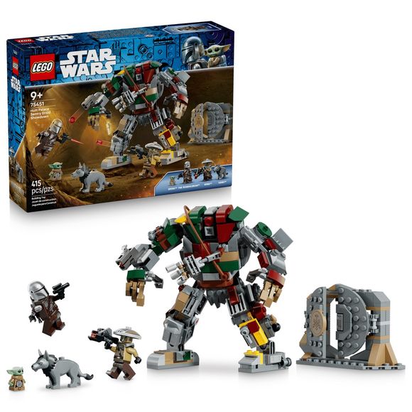 Join forces with The Mandalorian and Grogu for an epic Hutt Palace Sentry Droid Showdown (75451) with this LEGO® Star Wars™ building toy for kids. Adjust the hands, arms, legs and feet of the mighty droid and fire its stud shooter. Equip Mando with a jetpack and blaster pistol to fight back. Help Grogu open the back of the droid so he can get inside and deactivate it. Then open the palace gate ready for more close combat against rival bounty hunter Embo, with his bowcaster and hunting partner Keibu. This br