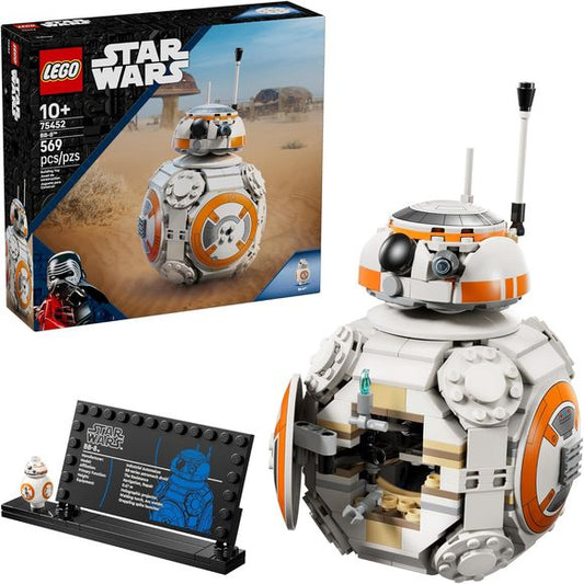 Dial up the cuteness to the max with this head-spinning LEGO® Star Wars™ BB-8™ Astromech Droid building toy for kids. Use LEGO bricks to capture authentic details of the iconic droid, as seen in Star Wars: The Force Awakens™. Move BB-8 across a flat surface to make his head spin around in random directions. Open the hatch on BB-8’s body to reveal a “burner arm”, like the one he used to give Finn a “thumbs-up”. Place the buildable model alongside the BB-8 info plaque and standard-size BB-8 LEGO figure to cre