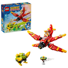Conquer the skies with this LEGO® Sonic the Hedgehog™ Tails’ Tornado-1 (77119) pretend play toy. Young gamers can imagine soaring to new heights with Tails while defending the Chaos Emerald. Move the airplane’s wings into different positions, place Tails into either the front or back seats, and use the turning stud shooter to defend against the Badnik. Kids can role play exciting battles with a small island, a minifigure of Tails and a posable Egg Chaser Badnik figure. This building set makes a cool gamer g