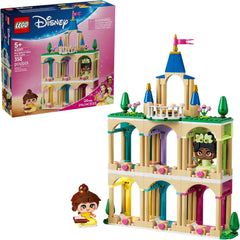 Share a love for Disney Princess characters with fans ages 5 years old and up and this LEGO® ǀ Disney Princess Mini Belle & Tiana with Castle (43291) toy building playset. The small Belle and Tiana movie characters help inspire storytelling play with the included book and spoon accessories. Each character has movable arms and can hold an accessory. The buildable castle playset features 3 levels and includes color-coordinated spaces for each character in the collectible series. The center tower has a spinnin