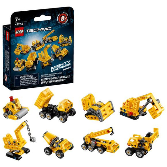 Inspire building site adventures as kids open the mystery box to reveal the LEGO® Technic™ Mighty Machines (42233) construction toy. These surprise sets make a fun everyday gift idea for boys and girls ages 7 and up, with a vehicle to build, collect and display. Each mystery box contains 1 toy with 8 different construction site vehicles to collect, including a road roller, wheel loader, dump truck, cement truck, wrecking ball crane, mobile crane, bulldozer and an excavator. These sets give kids a great intr