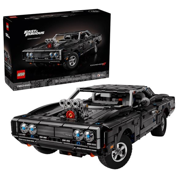 Ignite the spirit of racing legends with this LEGO® Technic™ Fast and Furious Dodge Charger R/T Car (42231) model kit for adults. Take your time assembling the details, like the V8 engine with chain-driven compressor and the rear-wheel drive with a cardan shaft with differential. Test out the steering using the knob on the back and try the independent front wheel suspension and rear suspension. Then add details like the 2 NOS bottles and the fire extinguisher to this collectible vehicle. This set makes a st