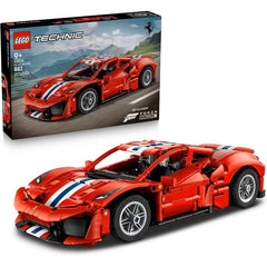 Fuel next-level fun with this LEGO® Technic™ Ferrari 488 PISTA Car (42235) model kit for kids. Boys and girls ages 9+ are transported to the world of elite vehicles as they assemble the authentic features. See how the differential powers the V8 engine. Admire the moving pistons. Check out the steering using the knob on top, then open the hood and doors to peek inside. Unlock a special LEGO Technic livery in the Forza Horizon 6 video game using the instructions provided inside the box. Please note, a copy of