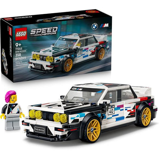 Celebrate the 40th anniversary of a motoring icon with this LEGO® Speed Champions BMW M3 (E30) (77263) building kit, a stunning gift idea for boys and girls ages 9 and up. For the first time, the designers of the LEGO Group and BMW have teamed up to create the unique livery with colors and graphics inspired by BMW’s legendary motorsport division. The toy vehicle features design details from the real-life version, including the square hood, small air intake on the front and rear wing that helped make it the