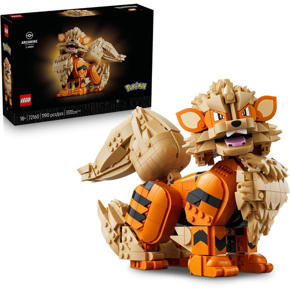 Bring Pokémon into the real world and relive your Trainer journey with the Arcanine (72160) building set for adults. This collectible LEGO® figure makes a great gift idea for gamers and longtime fans, who can unwind while creating a striking Pokémon decor piece to display in the home or office. Position the authentically detailed Arcanine model into endless dynamic display poses by moving its articulated tail, legs, feet, head and mouth. With its majestic stance and luxurious fur, this iconic Pokémon figure