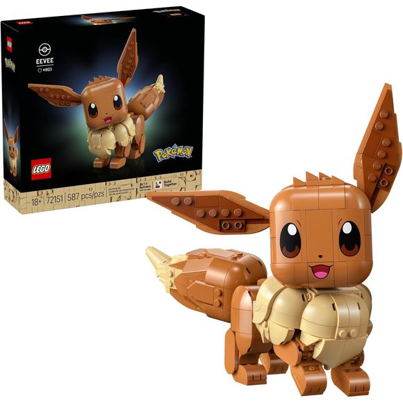 This detailed Normal-type Pokémon figure captures everything that makes Eevee iconic, including its wide, expressive eyes, full bushy tail and perky ears, all faithfully recreated with LEGO bricks. This Eevee figure is packed with personality and features a movable head and limbs, ears that can be posed independently and a tail that can be angled in a variety of positions. Builders can pose their completed Eevee model in authentic positions, to make it look like it's on the move or launching into action, be