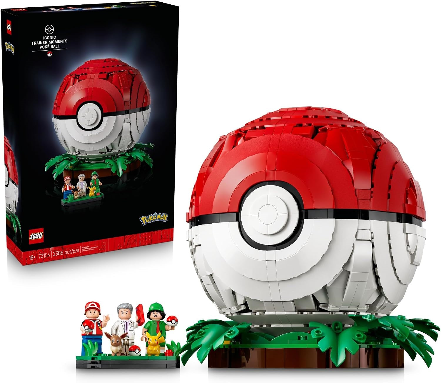 <p>Celebrate the unforgettable adventures of the Pokémon world with the <strong>LEGO Pokémon Iconic Trainer Moments Poké Ball (72154)</strong> building set! Designed for adults ages 18 and up, this impressive collectible model captures the magic of becoming a Pokémon Trainer with an intricately detailed Poké Ball that opens to reveal two iconic scenes inspired by the beloved Pokémon video games.</p>
<p>Featuring <strong>2,386 pieces</strong>, this large-scale LEGO Pokémon building set offers a rewarding co