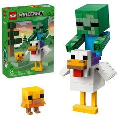 Bring one of the most iconic Minecraft® moments to life with the Chicken Jockey (21582) building set, a great gift idea for boys and girls ages 9 years old and up. Kids have all they need to construct a large, posable chicken and baby zombie that can be positioned together to create classic Minecraft action and a cool piece of gaming-inspired room decor. Kids can recreate virtual adventures and imagine their own stories with the chicken’s movable wings and legs, as well as the baby zombie’s jointed legs, ar