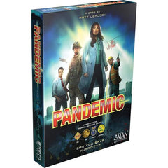 You and your team are the only things standing in the way of deadly diseases that threaten the world. The fate of humanity is in your hands.
From designer Matt Leacock, Pandemic is a cooperative game of teamwork for two to four players. As members of an elite disease control team, you must keep four deadly diseases at bay. Work together as you travel the globe to treat infections while collecting the cards you need to discover a cure for each disease. But the clock is ticking as outbreaks and epidemics fue