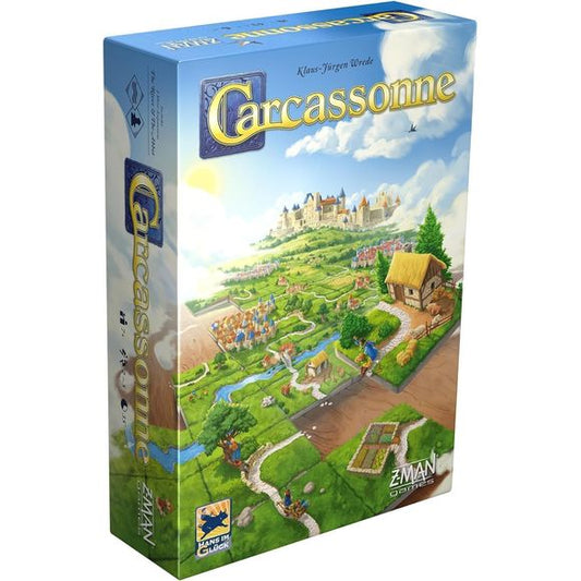 Inspired by the medieval fortress in southern France of the same name, Carcassonne is a tile-laying game in which players fill in the countryside around the fortified city. Players choose from tiles that depict cities, roads, monasteries, and fields; each new tile placed creates an ever-expanding board on which players can then add their followers. Players score points by having followers on features as they're completed. The player who makes the most strategic placements of tiles and followers will score t