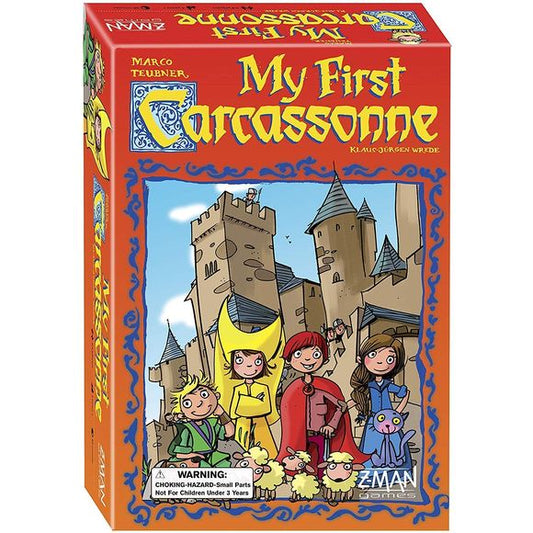 DISCOVER THE GREAT CITY OF CARCASSONNE, ONE TILE AT A TIME! The streets of Carcassonne are filled with kids who are trying to catch the animals set loose for the festival. The city has never been so alive! This version of the modern classic, Carcassonne, has been adapted to allow players of all ages to play together. No need to count points! Each turn, you place a tile to build Carcassonne. When you close a street with one or more kids of your color, you get to put your pawns on the board. Be the first to p