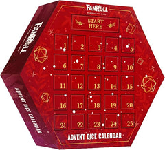 Tis the season to roll with Santa! The FanRoll advent calendar has 25 days of dice madness and includes: -One Exclusive set of Inclusion Dice (Holiday Themed) -Two full sets of assorted dice (d4, d6, d8, d10, d12, and d20) -One Exclusive Mini Set -One Exclusive Metal 20-sided die -A holiday themed FanRoll dice bag to carry your loot!