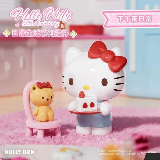 Take a break and enjoy a sweet moment with Hello Kitty in this adorable Delicious Afternoon Tea figure from the Hello Kitty 50th Anniversary Daily Life Series by Holly Box. Featuring Hello Kitty serving a delightful strawberry-topped dessert alongside her favorite teddy bear companion, this charming collectible captures the warmth and comfort of a relaxing afternoon tea.
Designed with soft pastel colors, glossy finishes, and carefully sculpted details, the figure brings a cozy everyday scene to life. From