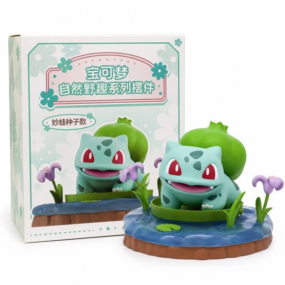 Bring the charm of Bulbasaur's natural habitat to your collection with this adorable Nature Adventure Series display figure. Featuring Bulbasaur relaxing on a lily pad surrounded by flowers and pond scenery, this collectible captures the beloved Grass-type starter in a peaceful outdoor setting. The figure can be displayed on its decorative base or removed for standalone display, making it a versatile addition to any Pokémon collection.