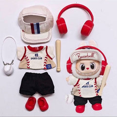 Get ready for a home run! Outfit includes Headphones, hat, baseball bat, baseball purse, shirt, shorts, and shoes. The perfect outfit for a game of baseball. Customize and accessorize yours today! Labubu not included.