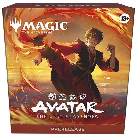 Release Date: Nov 14, 2025
Choose one of five seeded Prerelease Packs and begin your journey with Magic: The Gathering | Avatar: The Last Airbender. Each Prerelease Pack contains the following:
• 5 Play Boosters
• 1 Seeded Avatar: The Last Airbender Character Booster (Each Character Booster is themed around a different Avatar: The Last Airbender character and a color of Magic.)
• 2 Non-foil double-sided tokens themed to your Prerelease Pack's color
• 1 Traditional foil year-stamped rare or mythic rare
• 1 S
