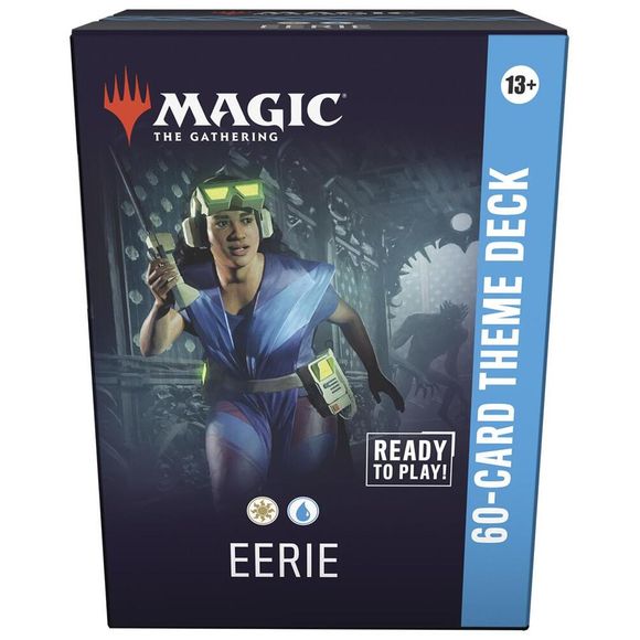 Release Date 4/24/2026
Jump into the fray with a 60-card deck that's pre-built for exciting, themed battles! Become the creak under the floorboards with eerie, which rewards you for playing enchantments and unlocking Rooms. Scare your foe with an explosive turn that makes a huge board out of thin air!
Contents:
• 60 battle-ready Magic: The Gathering cards
• 5 double-sided token cards
• Deck box
• Reference card
• Strategy insert