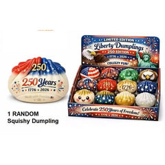 Celebrate 250 years of freedom with these adorable Liberty Dumplings! Each soft, slow-rising squishy features vibrant patriotic designs inspired by American icons—fireworks, stars & stripes, the Statue of Liberty, and more.
Perfect as a fidget toy, stress reliever, or collectible, these dumplings are made with a satisfying squeeze-and-release texture that helps keep hands busy and minds relaxed. Whether you’re at your desk, in class, or on the go, they’re a fun way to unwind.
Each purchase includes 1 rand