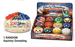 Celebrate 250 years of freedom with these adorable Liberty Dumplings! Each soft, slow-rising squishy features vibrant patriotic designs inspired by American icons—fireworks, stars & stripes, the Statue of Liberty, and more.
Perfect as a fidget toy, stress reliever, or collectible, these dumplings are made with a satisfying squeeze-and-release texture that helps keep hands busy and minds relaxed. Whether you’re at your desk, in class, or on the go, they’re a fun way to unwind.
Each purchase includes 1 rand
