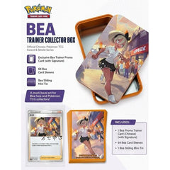 Celebrate one of the Galar region's toughest Gym Leaders with the Pokémon TCG Chinese Sword & Shield Trainer Collector Box – Bea! This premium collector's set features exclusive artwork of Bea across the included mini tin, card sleeves, and special Trainer promo card, making it an excellent addition for Pokémon TCG collectors and fans alike.
The themed collector box includes everything needed to protect your cards while adding a unique display piece to your collection.