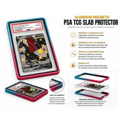 Protect your prized PSA-graded trading cards in style with this Premium Aluminum Magnetic PSA TCG Slab Protector. Designed specifically for PSA slabs, this precision-crafted protector combines a durable aluminum alloy frame with crystal-clear acrylic panels to showcase your collection while helping protect it from everyday scratches, scuffs, and handling.
Hidden internal magnets provide a satisfying, secure closure without visible hardware, creating a clean, seamless appearance. The two precision-machined