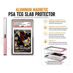 Protect your prized PSA-graded trading cards in style with this Premium Aluminum Magnetic PSA TCG Slab Protector. Designed specifically for PSA slabs, this precision-crafted protector combines a durable aluminum alloy frame with crystal-clear acrylic panels to showcase your collection while helping protect it from everyday scratches, scuffs, and handling.
Hidden internal magnets provide a satisfying, secure closure without visible hardware, creating a clean, seamless appearance. The two precision-machined