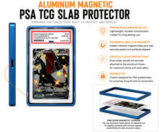 Protect your prized PSA-graded trading cards in style with this Premium Aluminum Magnetic PSA TCG Slab Protector. Designed specifically for PSA slabs, this precision-crafted protector combines a durable aluminum alloy frame with crystal-clear acrylic panels to showcase your collection while helping protect it from everyday scratches, scuffs, and handling.
Hidden internal magnets provide a satisfying, secure closure without visible hardware, creating a clean, seamless appearance. The two precision-machined