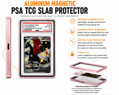 Protect your prized PSA-graded trading cards in style with this Premium Aluminum Magnetic PSA TCG Slab Protector. Designed specifically for PSA slabs, this precision-crafted protector combines a durable aluminum alloy frame with crystal-clear acrylic panels to showcase your collection while helping protect it from everyday scratches, scuffs, and handling.
Hidden internal magnets provide a satisfying, secure closure without visible hardware, creating a clean, seamless appearance. The two precision-machined
