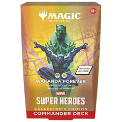Bring the might of the Marvel Universe to the battlefield as you combat your friends in Commander, Magic’s most popular multiplayer format. Includes 1 ready-to-play deck of 100 Magic cards in surge foil treatment, 10 double-sided token cards, 1 deck box (can hold 100 sleeved cards), 1 strategy insert, and 1 reference card.