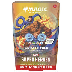Bring the might of the Marvel Universe to the battlefield as you combat your friends in Commander, Magic’s most popular multiplayer format. Includes 1 ready-to-play deck of 100 Magic cards in surge foil treatment, 10 double-sided token cards, 1 deck box (can hold 100 sleeved cards), 1 strategy insert, and 1 reference card.
