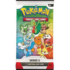 Booster pack from First Partner Illustration Collection Series 3 box
Includes the following:
1 Pokémon TCG Promo booster pack containing 3 of 9 promo cards