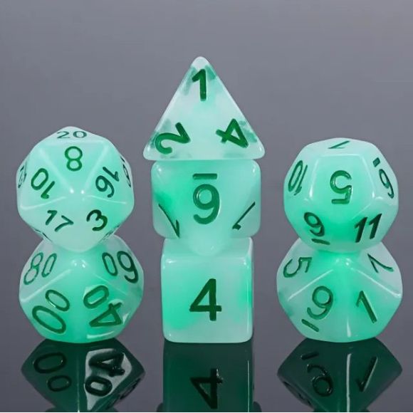 The perfect companion for your gaming needs! These HD acrylic dice are exactly what you've been searching for that upcoming game night with the group. This set includes one of each: d20, d12, d10, d10 (percentile), d8, d6, and a d4 (7 dice in total) in a