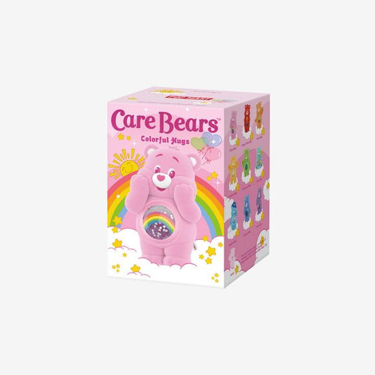 POP MART x Care Bears "Colorful Hugs" figure blind box – plush-textured collectible, released 6/6/2025. Discover the Care Bears Colorful Hugs Series by POP MART — adorably fuzzy companions spanning a spectrum of heartwarming colors, from love to joy and courage. Each figure stands 6–9 cm tall and is crafted from a plush blend of PVC, ABS, nylon, glass, and PET. Shake one, and its sparkly belly bursts with playful shine.
This collection contains 9 blind box figures, one of which may be the secret edition (o