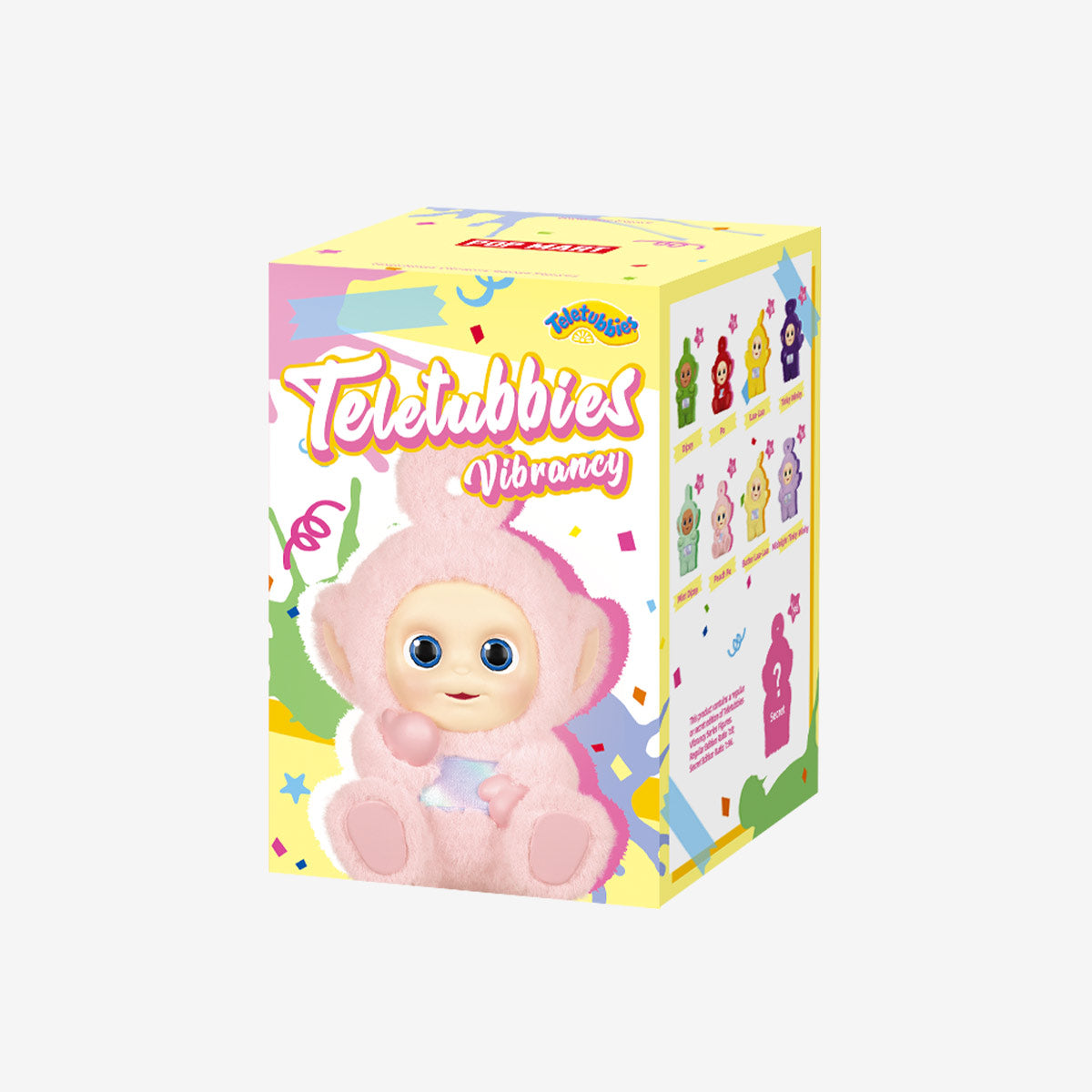 POP MART Teletubbies Vibrancy Series Figures. The blind box contains a random figure from a specific series. Each blind box only contains one figure. No one, including us, knows what's inside. This collection contains 8 blind box figures, one of them might be the secret edition.
Random Design: Blind boxes are fully random and we cannot accept requests for specific items. There chances of getting the secret edition are usually 1/96. When purchasing the whole set, there will be no duplicates figures.