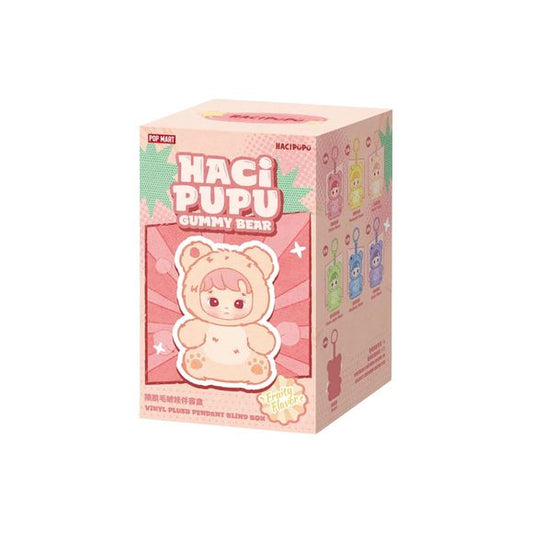 POP MART HACIPUPU "Gummy Bear" Series vinyl plush pendant blind box – random collectible charm. HACIPUPU's bear gets a sweet makeover in this Gummy Bear Series plush pendant — soft, colorful, and ready to clip onto any bag or backpack.
This collection contains 6 blind box figures, one of which may be the secret edition (odds approximately 1/72).
Random Design: blind boxes are fully random and we cannot accept requests for specific items. When purchasing the whole set, there will be no duplicate figures.