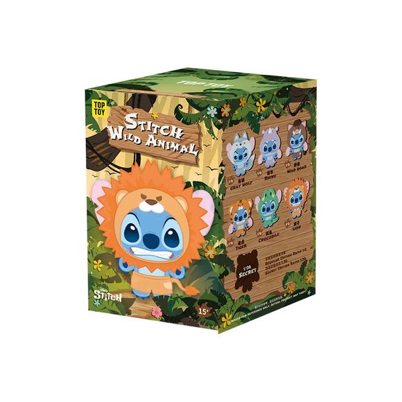 TOP TOY Disney Stitch "Wild Animal" Series vinyl plush blind box – random animal-costume Stitch figure. Bring a wild twist to your collection with this Disney Stitch Wild Animal Series vinyl plush blind box! This adorable series reimagines Stitch in a variety of wild animal-themed outfits — from fierce to fluffy — combining a soft plush body with detailed vinyl accents.
Every blind box contains one randomly packed Stitch figure, with multiple designs to collect, including rare secret variants.