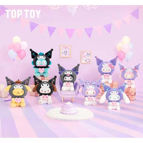 TOP TOY x Sanrio "Kuromi Party" Series figure blind box – random party-themed Kuromi character. Bring the party home with this Sanrio Kuromi Party Series blind box! This cute collection features Kuromi and friends in colorful party-themed outfits with plush-inspired designs, pastel colors, and fun accessories.
Random Design: each mystery box ships randomly — collect the whole party lineup or hunt for your favorite character.