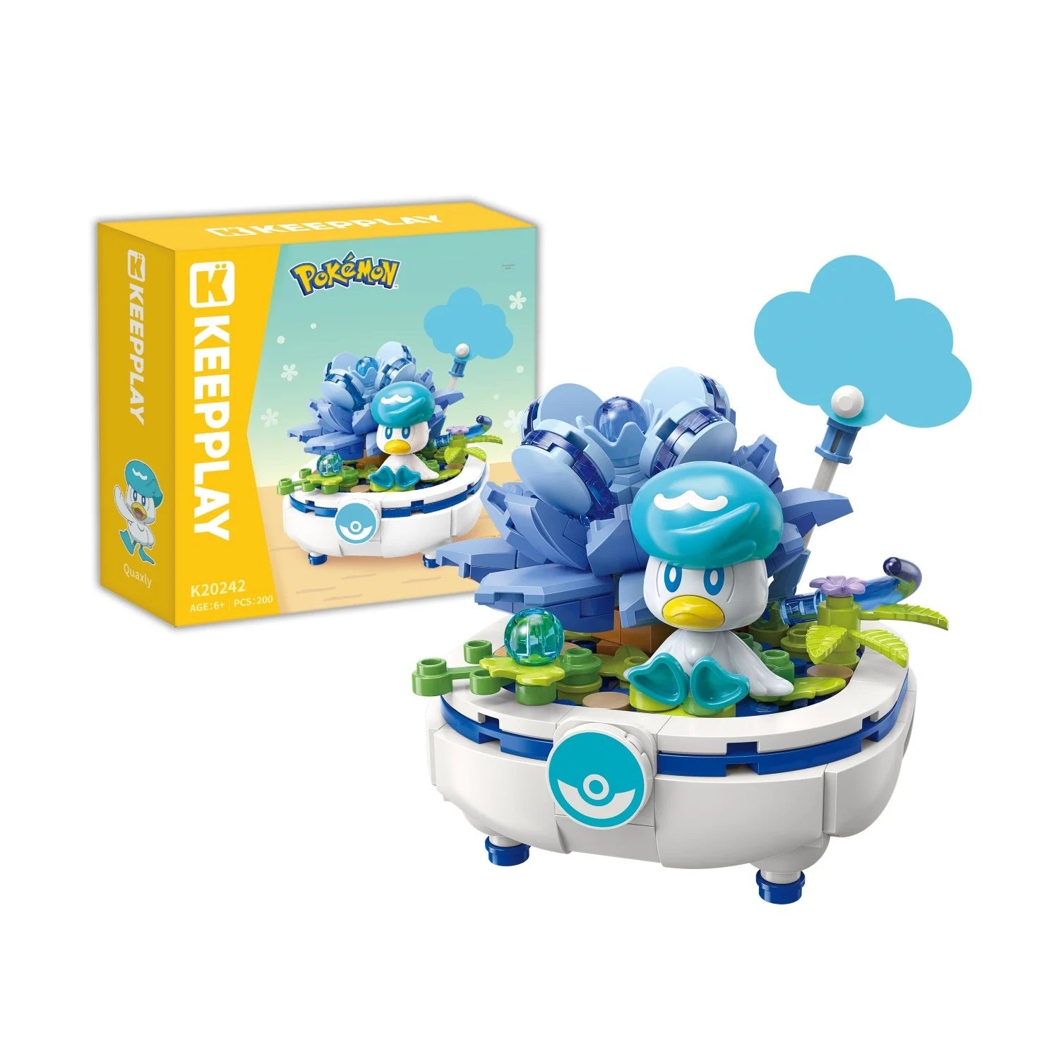 <p>Make a splash with the <strong>Keeppley Pokemon Quaxly Building Block Display Set</strong>!</p>
<p>Bring the stylish Water-type starter Pokemon from the Paldea region to life with this officially licensed 200-piece building set. Featuring Quaxly with its signature blue hairstyle and charming expression, this colorful collectible captures the playful personality of one of Pokemon's most beloved starter companions.</p>
<p>Build a beautiful water-inspired scene featuring Quaxly surrounded by vibrant blue