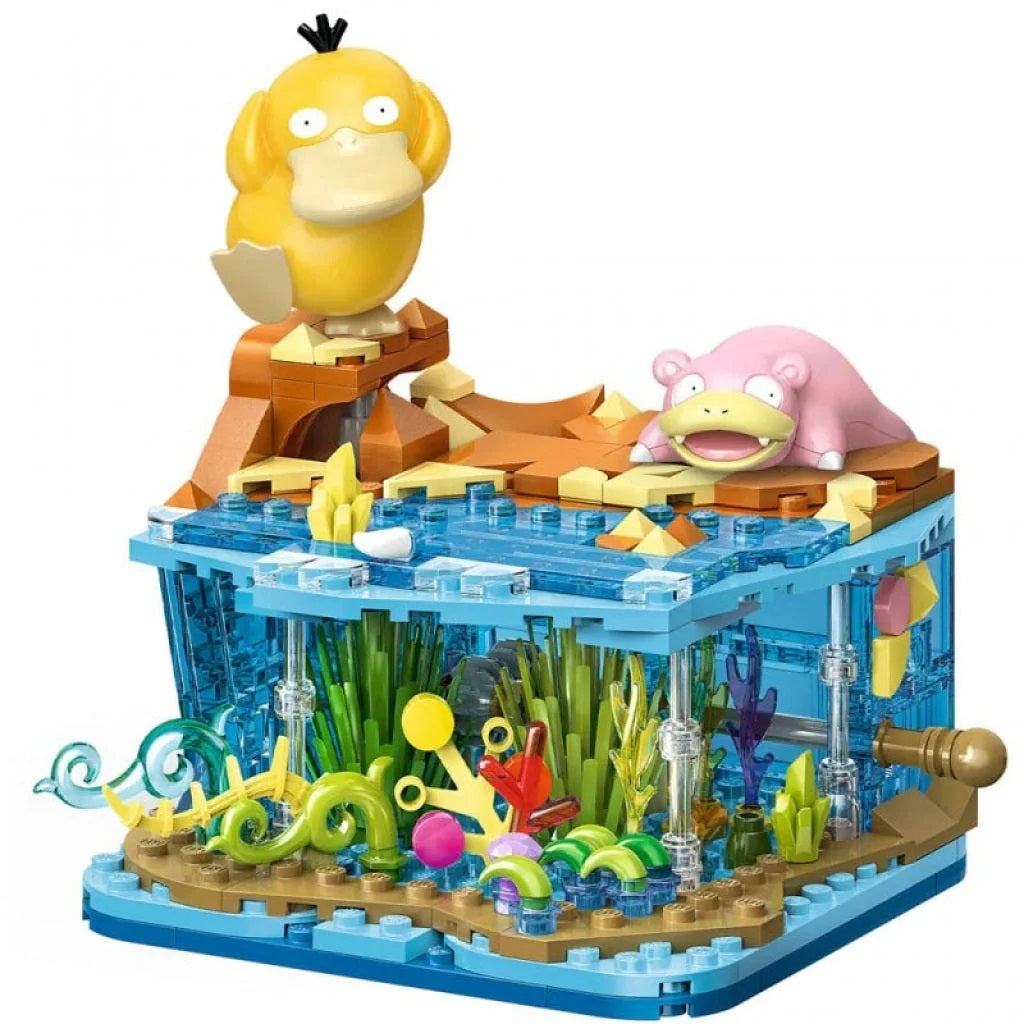 <p>Spend a relaxing day by the water with <strong>Psyduck and Slowpoke</strong> in the <strong>Keeppley Pokémon Adorkable Beach Building Set</strong>!</p>
<p>This officially licensed Pokémon building set creates a detailed waterside diorama featuring Psyduck perched above the shore while Slowpoke relaxes nearby. Below the surface, translucent blue bricks reveal a colorful underwater environment filled with aquatic plants and other decorative details.</p>
<p>With <strong>268 pieces</strong>, the finished m