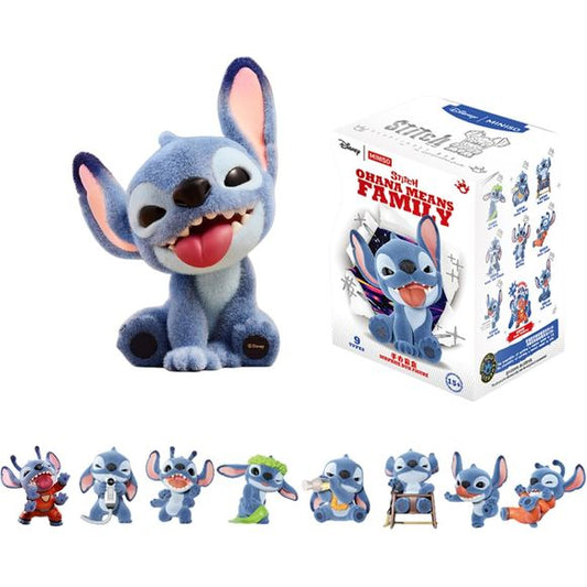 MINISO Disney Lilo & Stitch "Ohana Means Family" flocked figure blind box – random collectible figure. Each box contains one random figure from MINISO's Lilo & Stitch Ohana Means Family flocked collection, featuring a charming, soft-touch design of beloved characters from Lilo & Stitch. No one, including us, knows what's inside until you open it.