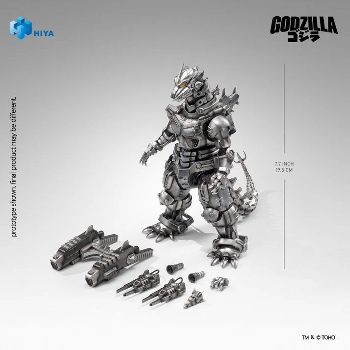 PRE-ORDER: Expected to ship in Quarter 3 of 2027.
Mechagodzilla reactivated! The Mechagodzilla Heavy Arms / High Mobility Version from Godzilla: Tokyo S.O.S. (2003) joins Hiya Toys’ EXQUISITE BASIC series!
This time, the battlefield is in Tokyo. In the 27th film in the series, three monsters clash across the city's famous landmarks. Kiryu, created using Godzilla’s DNA and having nearly defeated Godzilla in the previous film, returns to battle alongside Mothra, who appears with the Shobijin for the first t