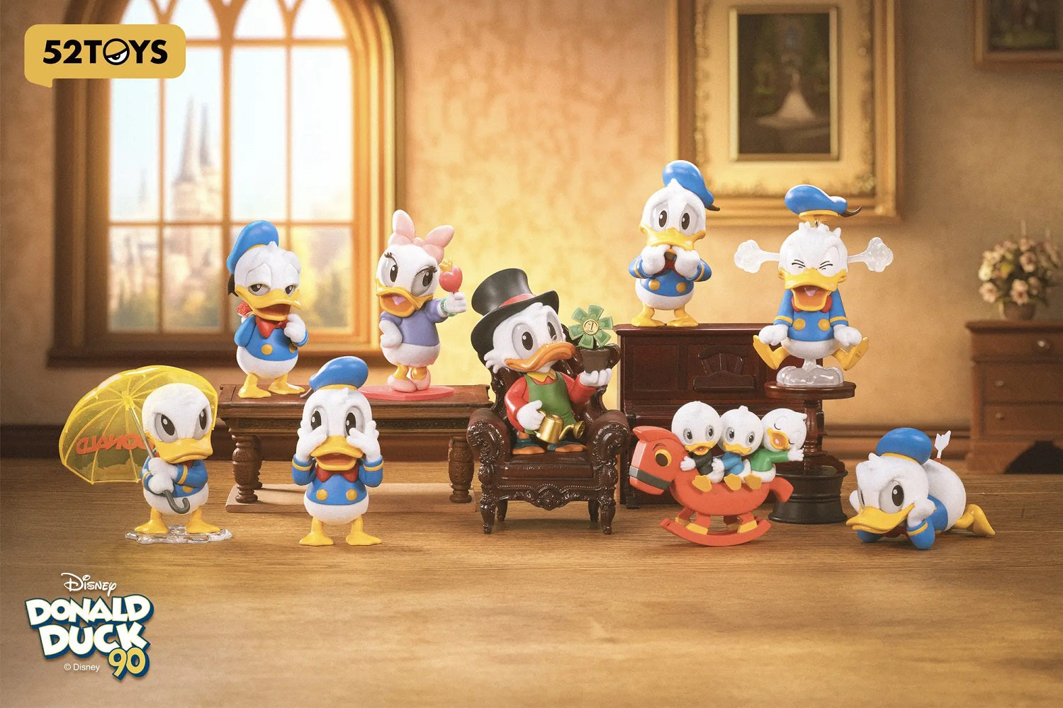 Celebrate 90 years of Disney's most lovable duck with the 52TOYS Disney Donald Duck Club Series Figure Mystery Blind Box! This charming collection features Donald Duck, Daisy Duck, Scrooge McDuck, Huey, Dewey & Louie, and other iconic characters in a variety of playful, expressive scenes inspired by the timeless world of Disney.
Each blind box contains one randomly packed mystery figure, making every unboxing a fun surprise. Crafted with exceptional attention to detail, vibrant colors, and high-quality mat