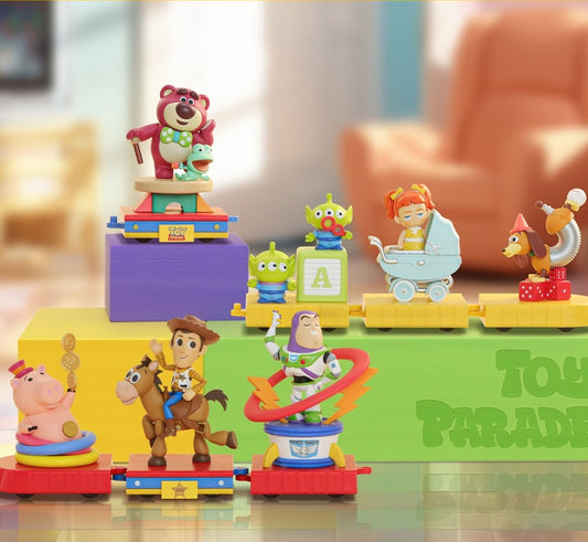 52TOYS Disney Pixar Toy Story "Toy Parade" Series figure mystery blind box – random carnival-float figure. Join the Toy Story gang for a colorful parade adventure with this Toy Parade mini figure blind box series from 52TOYS! Fan-favorite characters like Woody, Buzz Lightyear, Hamm, Lotso, Jessie, Slinky Dog, and the Aliens appear riding whimsical parade floats in adorable stylized poses.
Each figure captures the fun and imagination of the Toy Story universe — great for Disney and Pixar fans and shelf disp