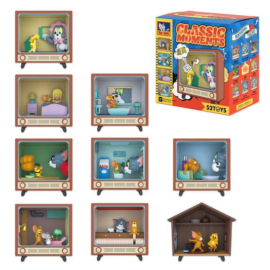 52TOYS Tom and Jerry "Classic Moments" Series figure mystery blind box – retro-TV-style mini diorama. Relive the timeless comedy of Tom and Jerry with the Classic Moments Mini Scene blind box series from 52TOYS! This collection transforms iconic scenes from the beloved cartoon into charming retro television-style mini dioramas.
Each collectible scene captures memorable moments between Tom, Jerry, and friends, plus the chance to discover a secret rare design — perfect for cartoon fans and nostalgic collecto