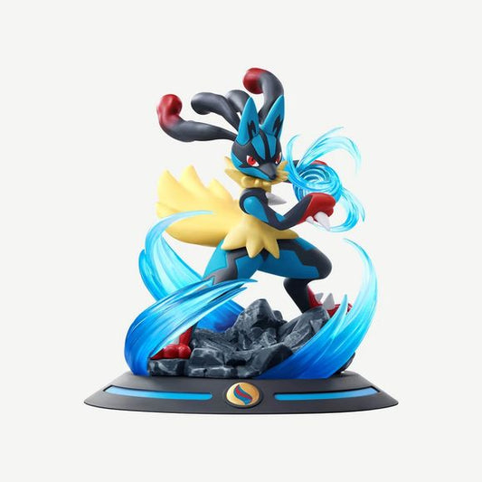 Power up your collection with Mega Lucario from the Twinkmont Series — poised in a fierce Aura Sphere charging stance atop a rubble base, wrapped in swirling translucent aura energy. The dynamic spiral effect captures the raw, explosive power of this Fighting/Steel warrior mid-battle.
Two display modes, straight out of the box: the figure separates from its base for standalone display, or pair it with the rubble stand for the full battle-scene look. Doubles as a desktop phone stand for daily use. The clear