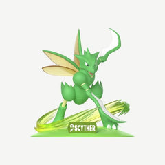 Bring the speed and precision of one of Kanto's most iconic Bug-type Pokémon to your collection with the Funism Pokémon Twinkmont Series Scyther Prime Figure! Captured in a dynamic battle stance, Scyther is surrounded by translucent green slash effects that showcase its lightning-fast blade attacks. Standing approximately 4.5 inches (11.5 cm) tall, this officially licensed Pokémon collectible combines vibrant colors, sharp sculpting, and an action-packed display that's perfect for fans of the original 151 P