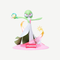 Bring the elegance and power of Gardevoir to your collection with this beautifully crafted Funism Twinkmont Prime Figure. Standing approximately 4.5 inches (11.4 cm) tall, this premium mini PVC statue captures Gardevoir in a graceful battle pose, surrounded by translucent magical effects that give the display a dynamic, ethereal look.
Expertly sculpted with vibrant colors and fine details, the figure features a themed display base and shimmering effect parts that highlight Gardevoir's Psychic and Fairy-typ